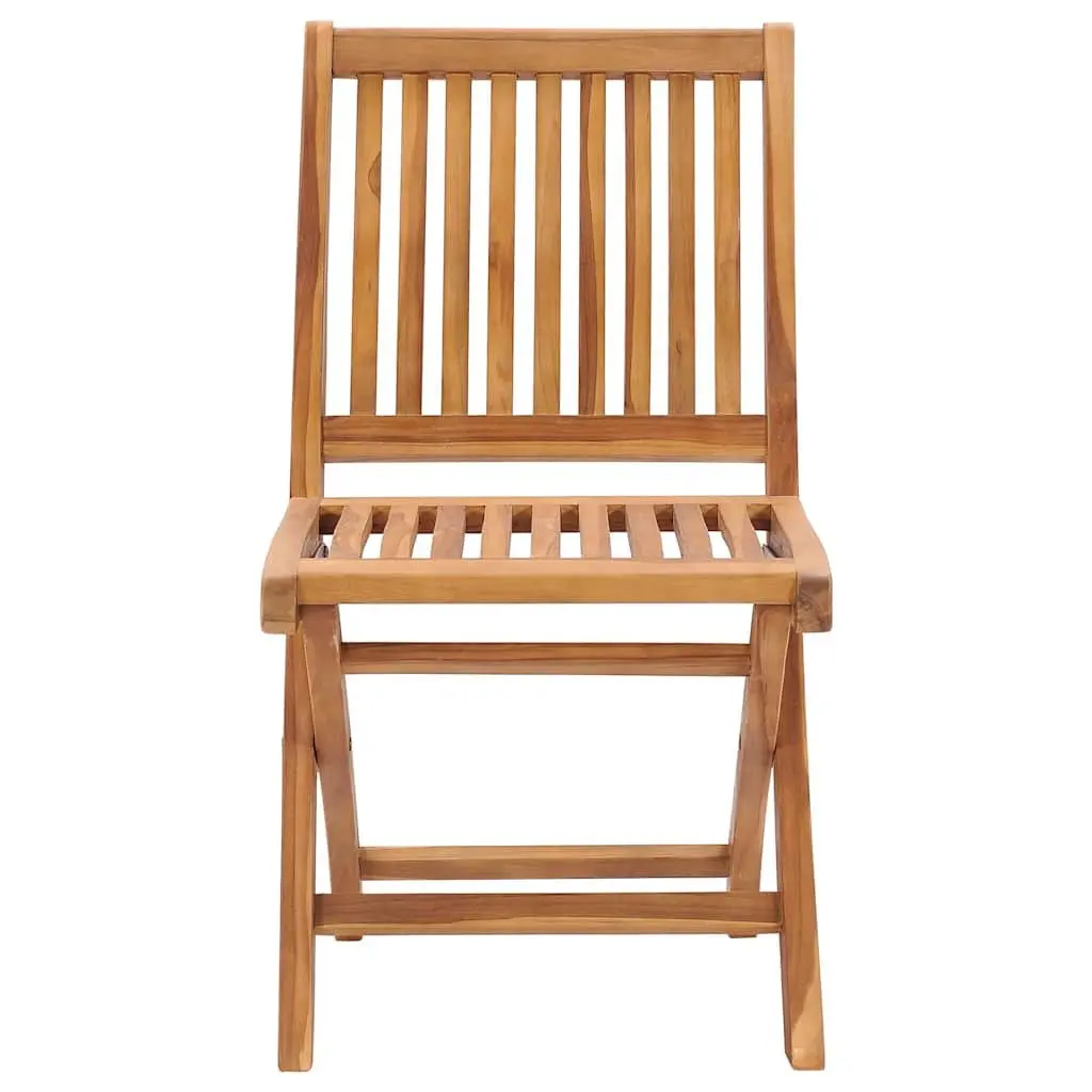 Folding Garden Chairs Teak Wood 4 Piece Outdoor Seating Dining Furniture Brown