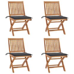 Practical Outdoor Seating Set - 4 Folding Chairs with Cushions