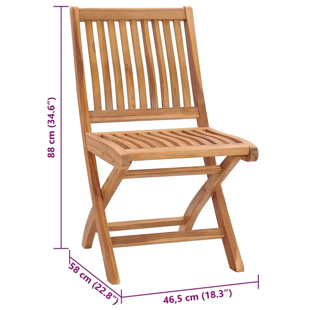 Folding Garden Chairs Set Teak Wood Grey Cushions Outdoor 6 Pieces