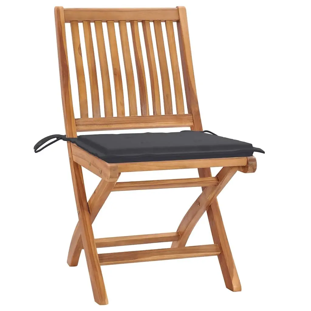 Folding Garden Chairs Teak Wood 8 Piece Outdoor Seating Anthracite