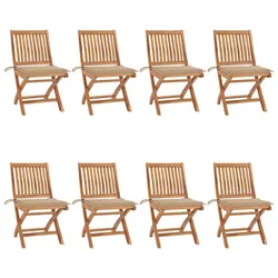 Versatile 8-Piece Folding Teak Wood Chair Set for Outdoor Use
