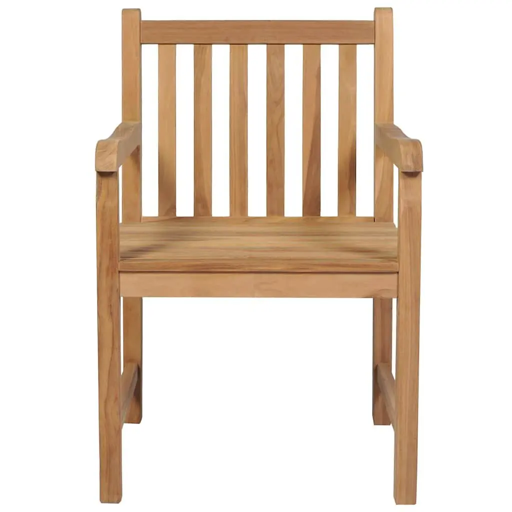 Outdoor Garden Chairs Solid Teak Wood Set of 4 Cream White Cushions