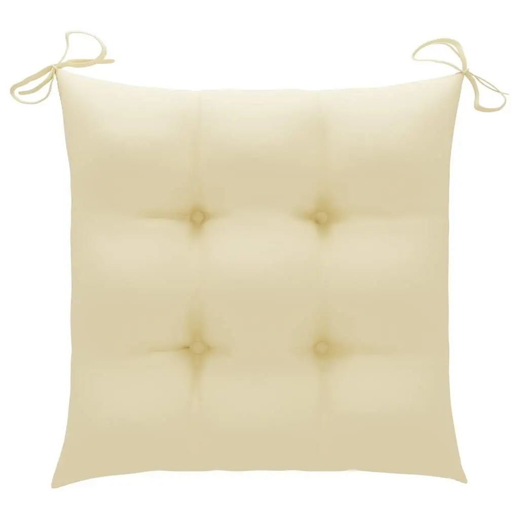 Outdoor Garden Chairs Solid Teak Wood Set of 4 Cream White Cushions