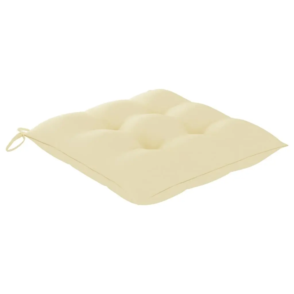 Outdoor Garden Chairs Solid Teak Wood Set of 4 Cream White Cushions