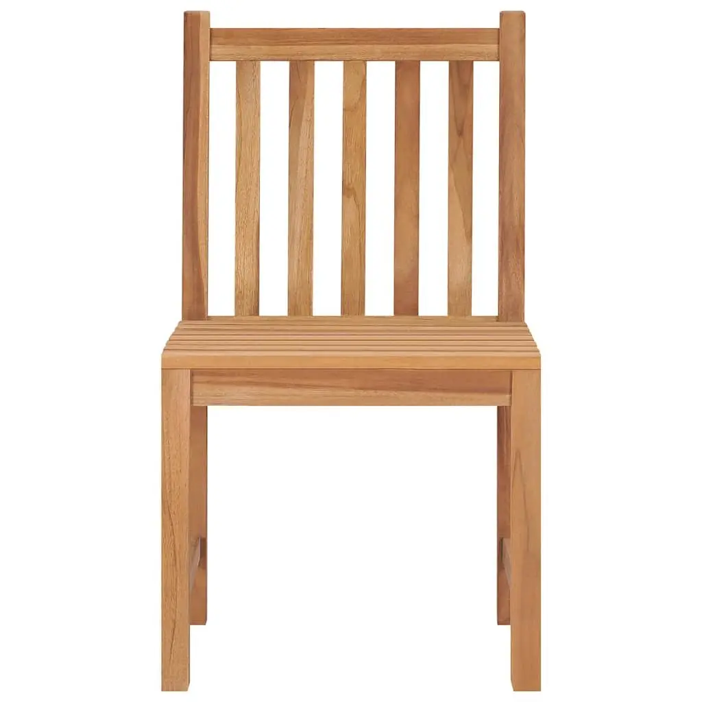Outdoor Chairs Set of 4 Brown Solid Teak Wood Weather Resistant Patio Seating