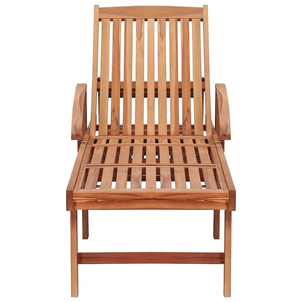 Sun Lounger 2 pcs Solid Teak Wood Slatted Design Garden Patio Outdoor Daybed