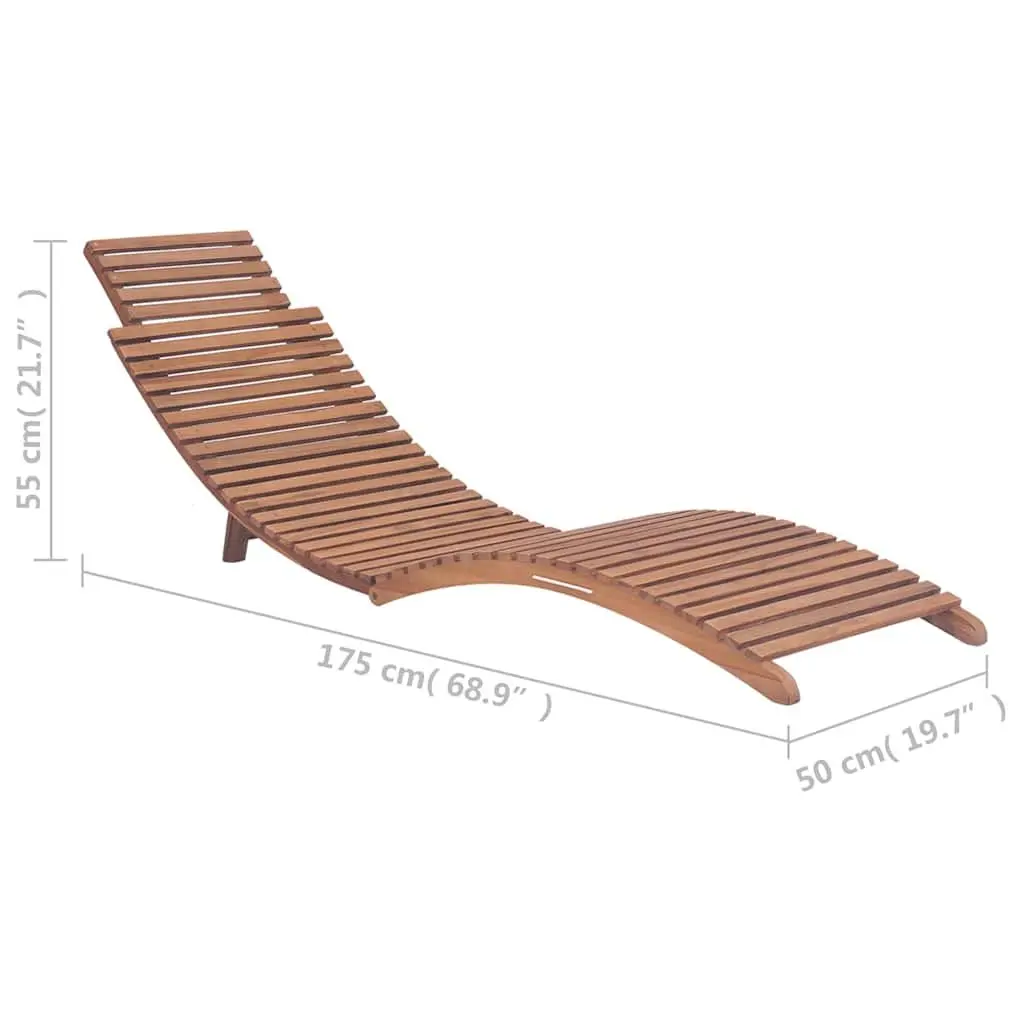 Folding Sun Lounger Solid Teak Wood Adjustable Brown