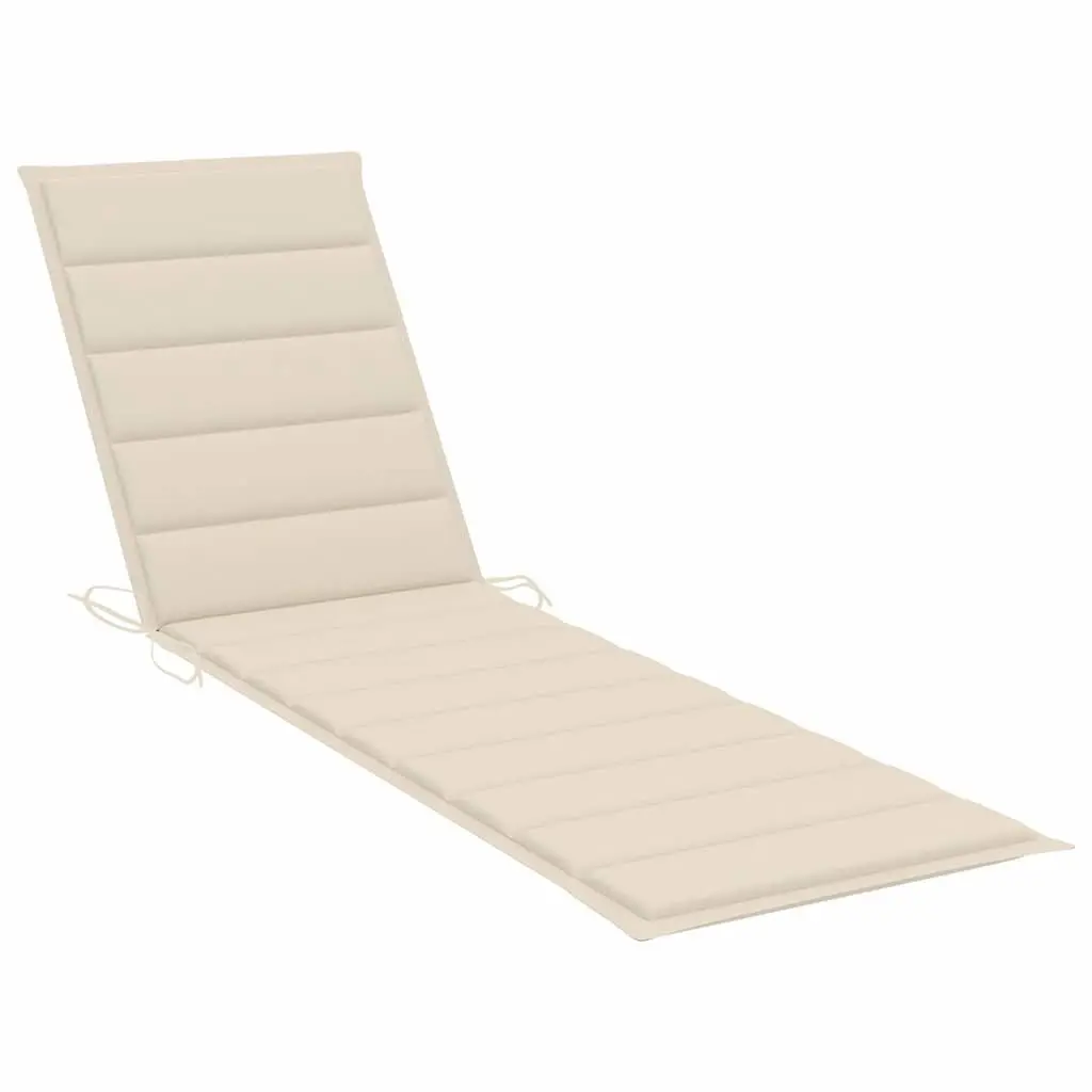 Sun Lounger Set Teak Wood 2 pcs Adjustable Backrest Cream Outdoor Garden