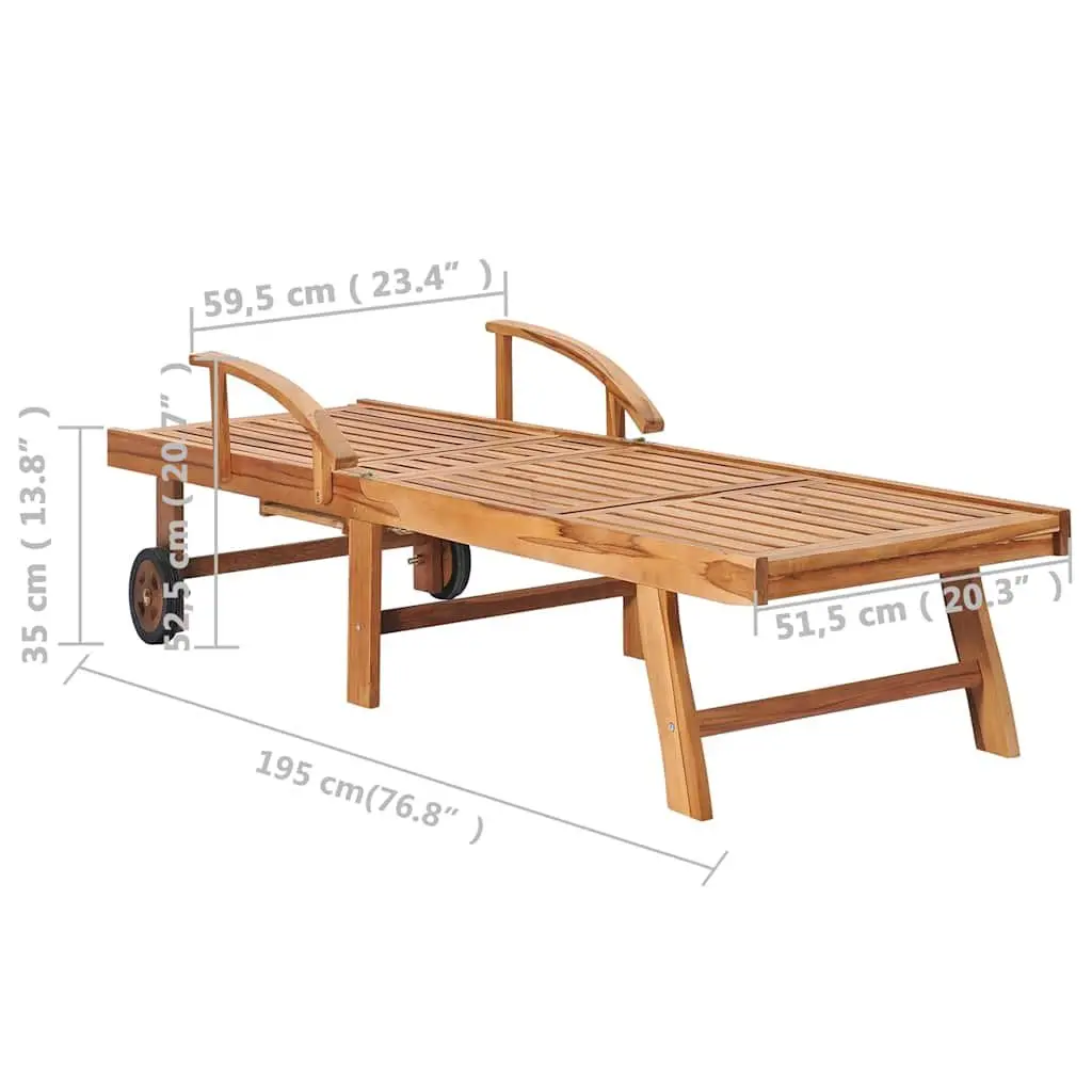 Sun Lounger Set Teak Wood 2 pcs Adjustable Backrest Cream Outdoor Garden