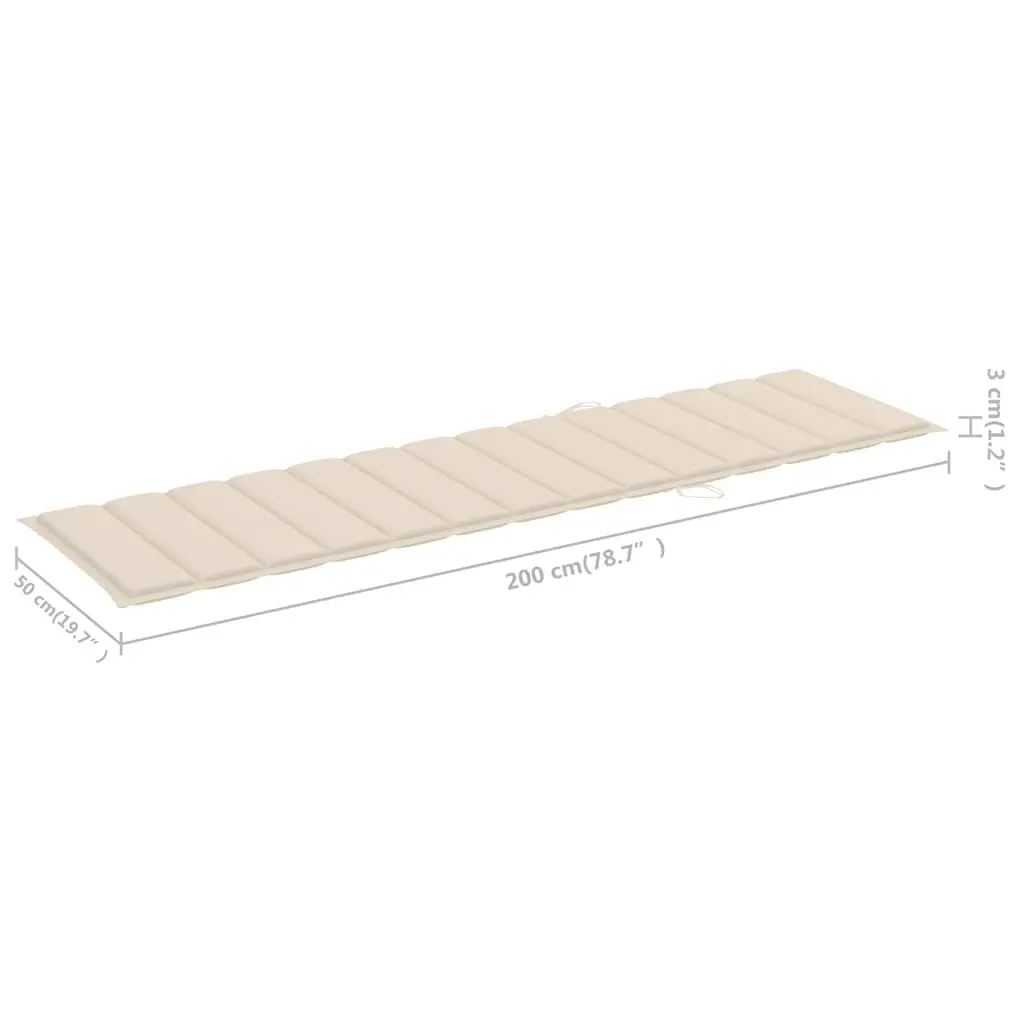 Sun Lounger Set Teak Wood 2 pcs Adjustable Backrest Cream Outdoor Garden