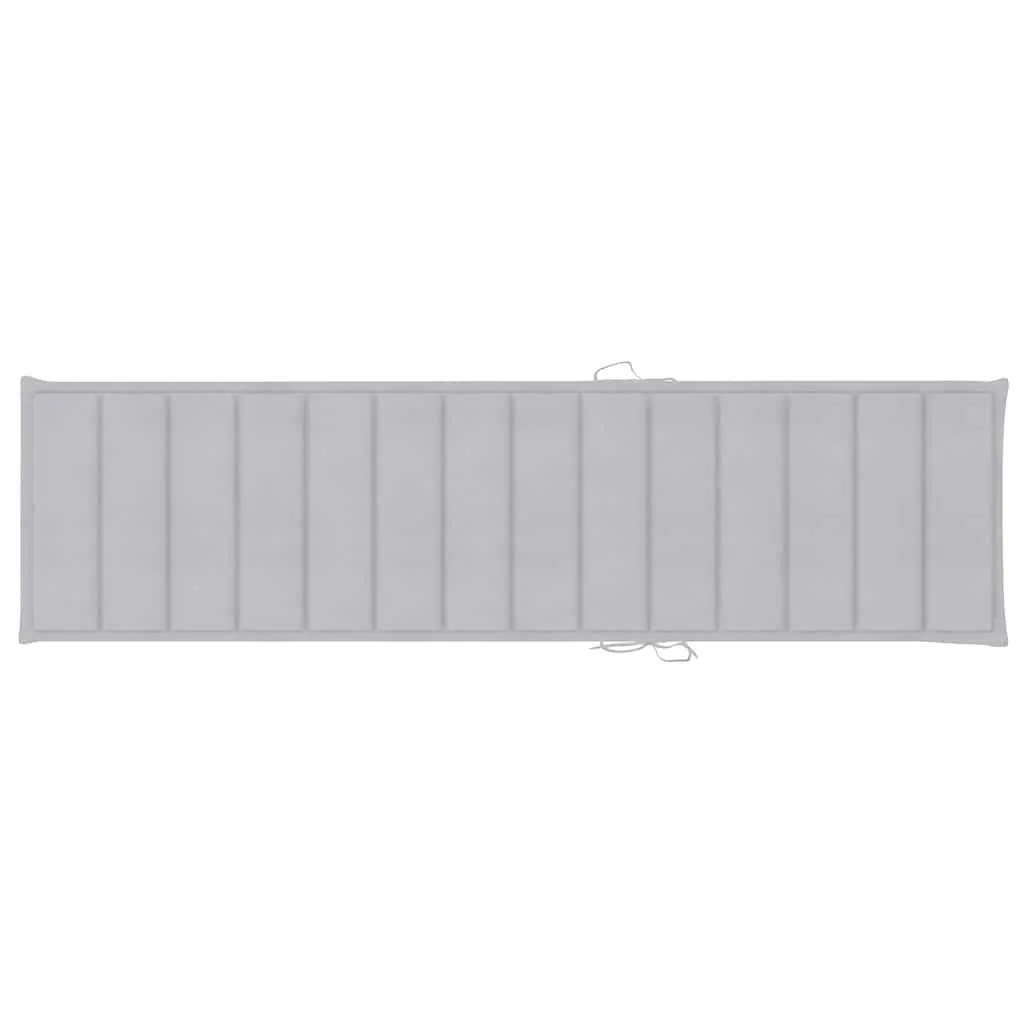 Sun Lounger Outdoor Daybed 2 pcs Teak Wood Adjustable Backrest Grey Cushion