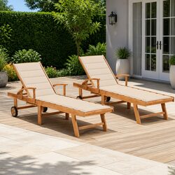 Practical Teak Sun Lounger for Garden and Patio Use