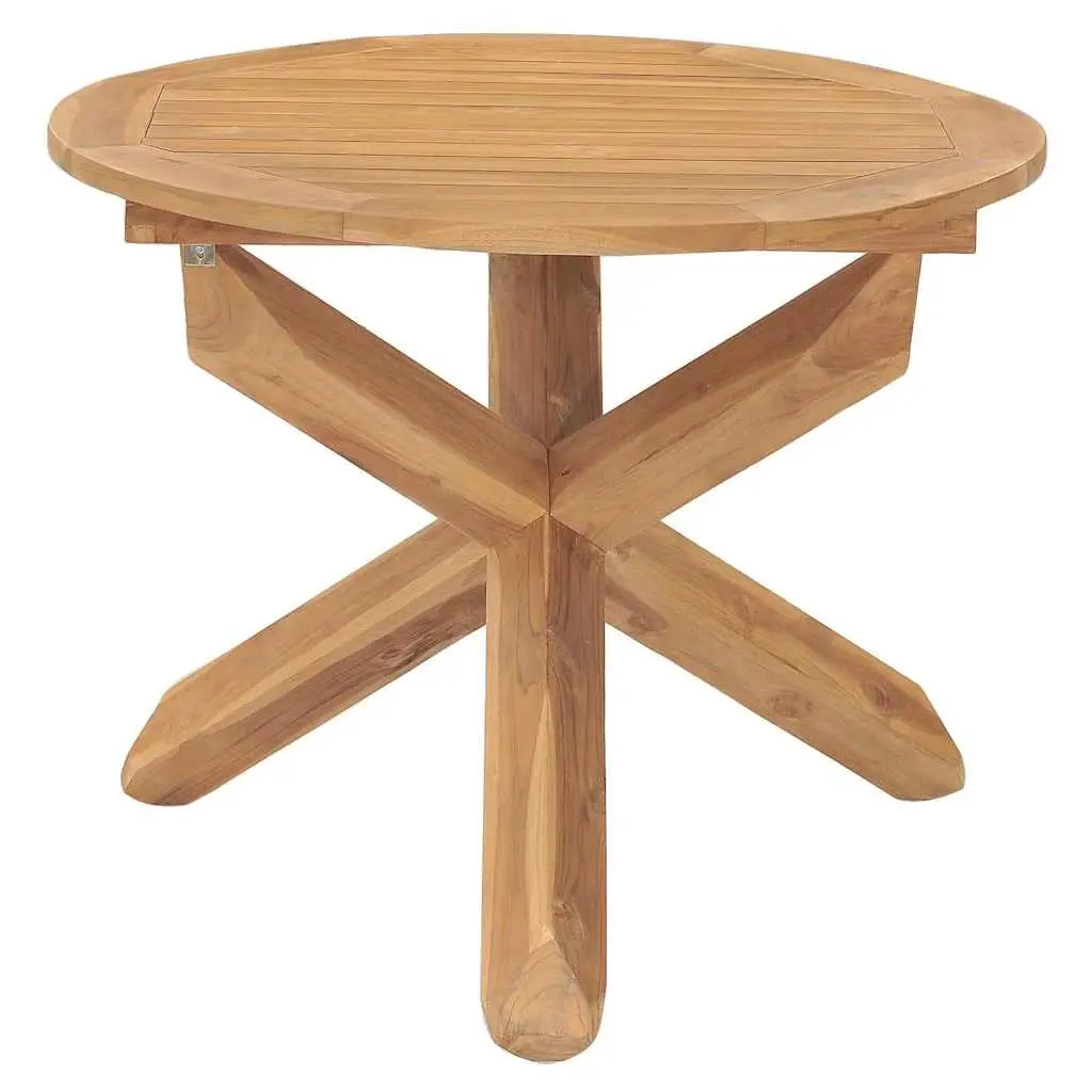 Garden Dining Set Outdoor Furniture Solid Teak Wood Brown Stackable Chairs 5 Piece