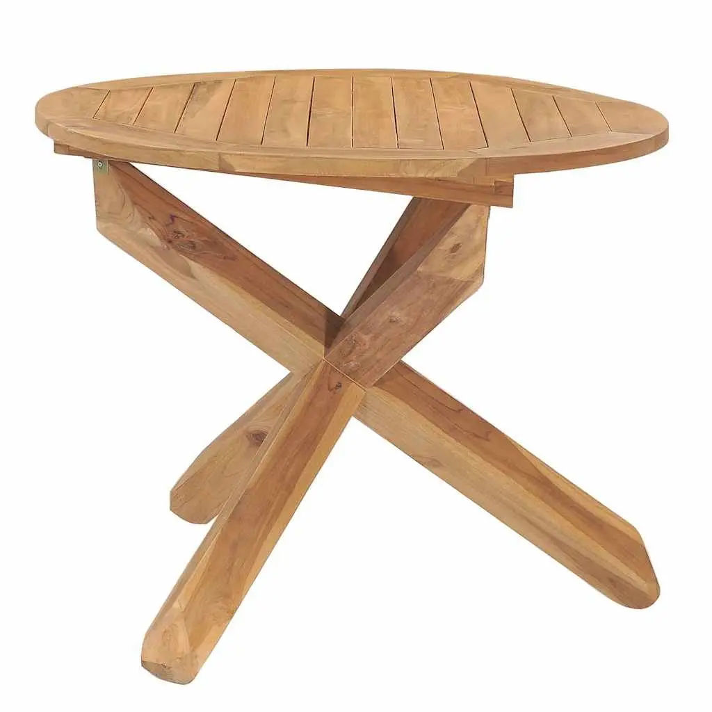 Garden Dining Set Outdoor Furniture Solid Teak Wood Brown Stackable Chairs 5 Piece