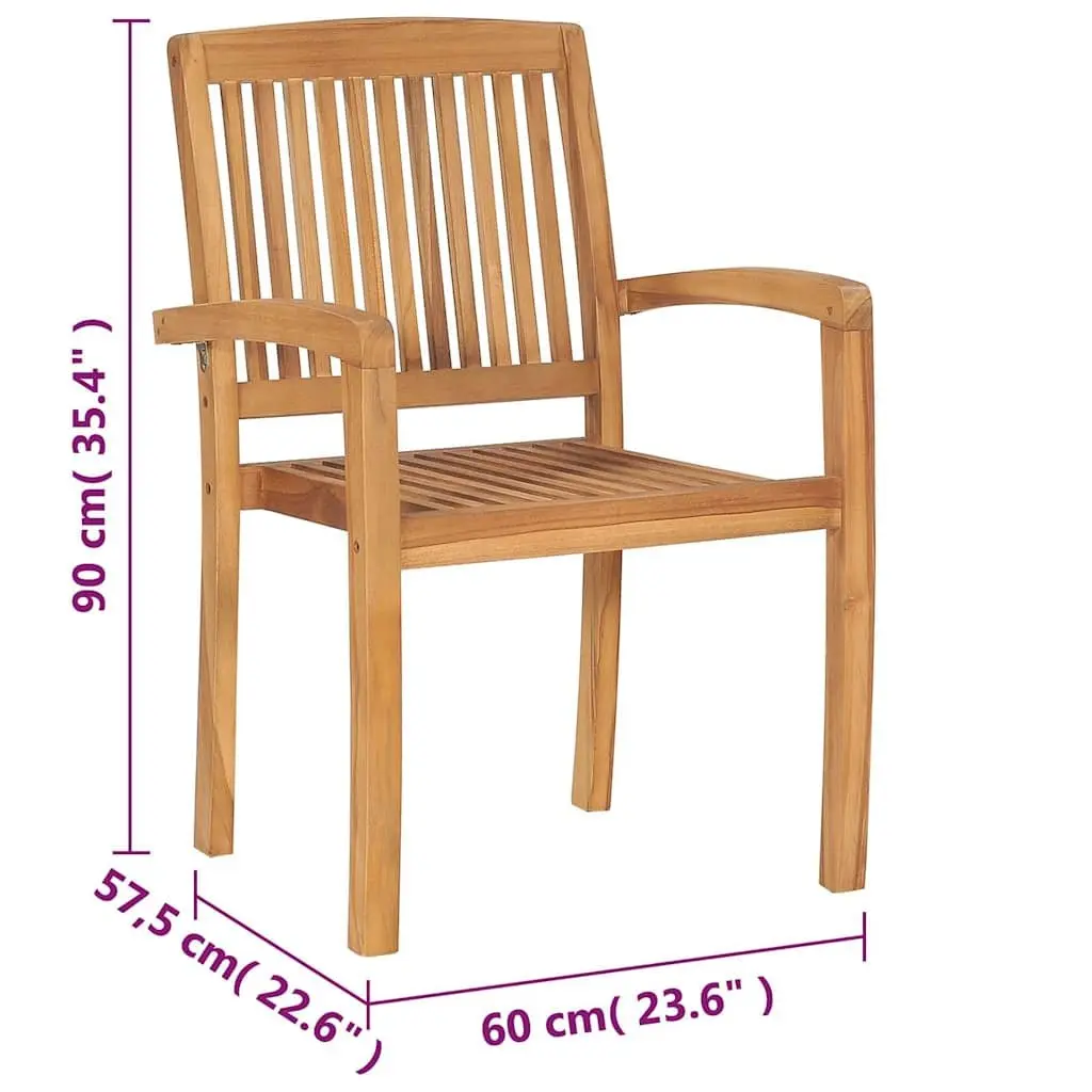 Outdoor Stacking Garden Chairs Teak Hardwood Brown 8 Piece Dining Set