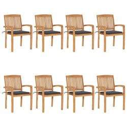 Practical 8-Piece Teak Garden Chair Set with Cushions