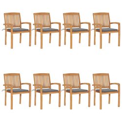 Functional 8-Piece Stacking Garden Chair Set with Cushions