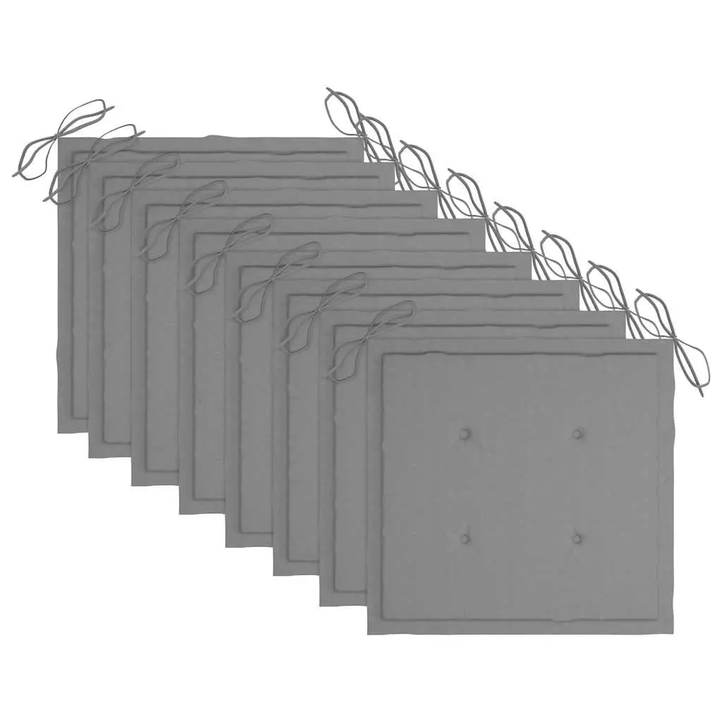 Teak Wood Outdoor Stacking Garden Chairs 8 Pieces with Grey Cushions