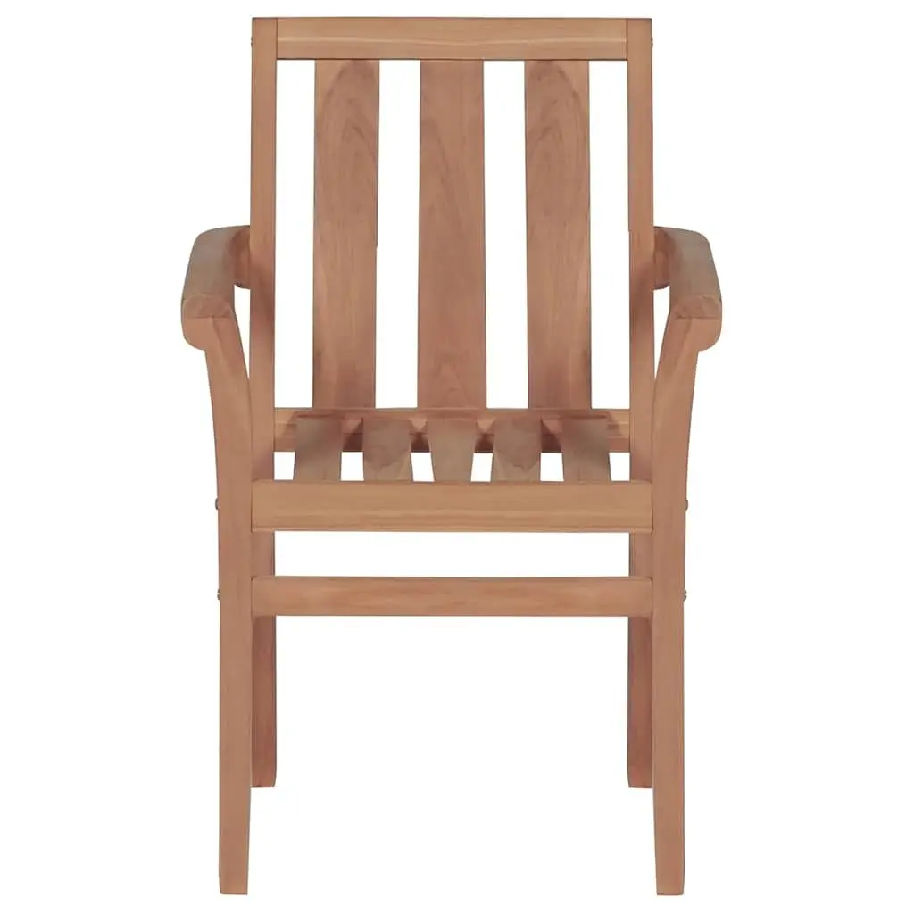 Stackable Outdoor Garden Chairs Teak Wood Set of 4 Beige Cushions