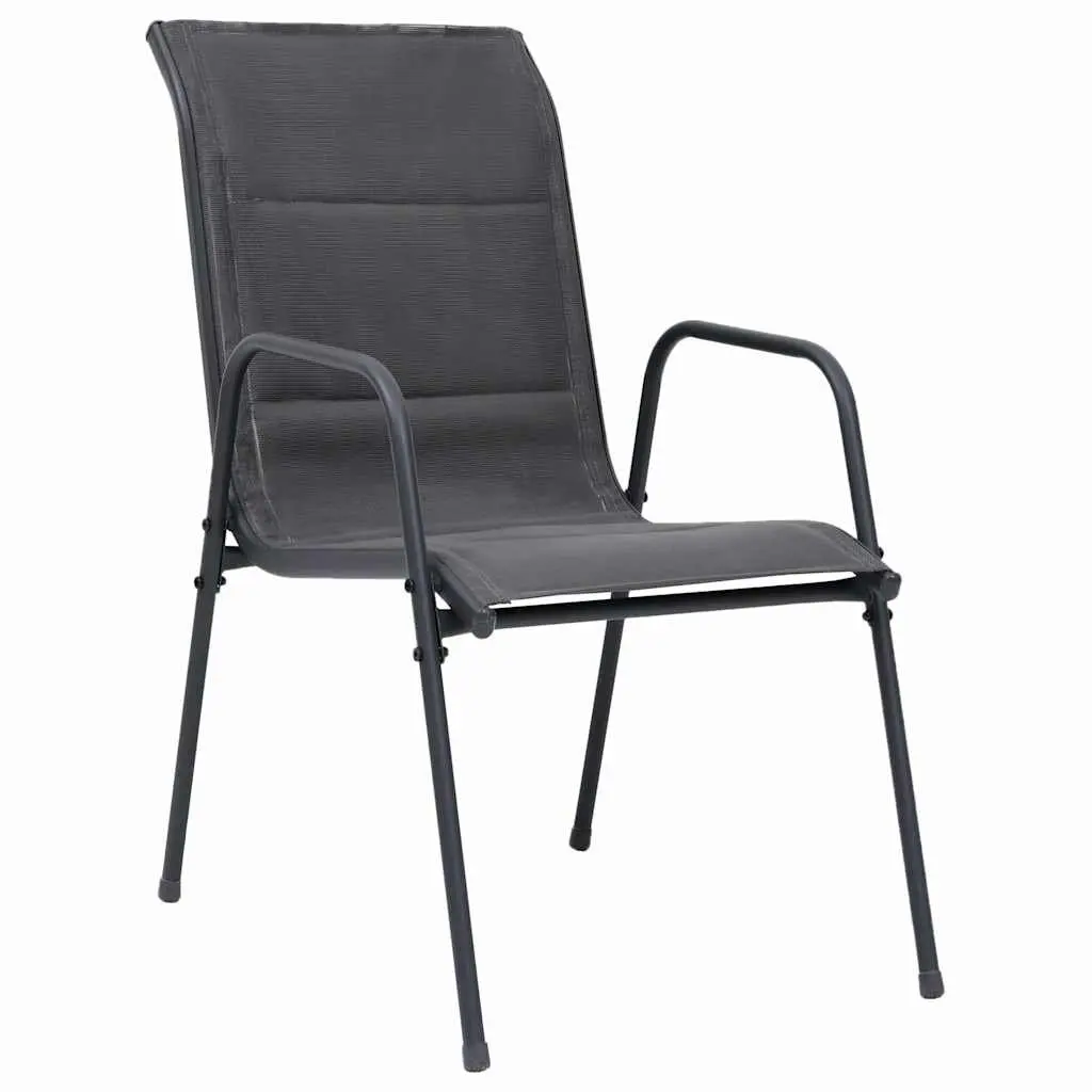 3 Piece Outdoor Dining Set Steel Frame Anthracite Garden Furniture Stackable