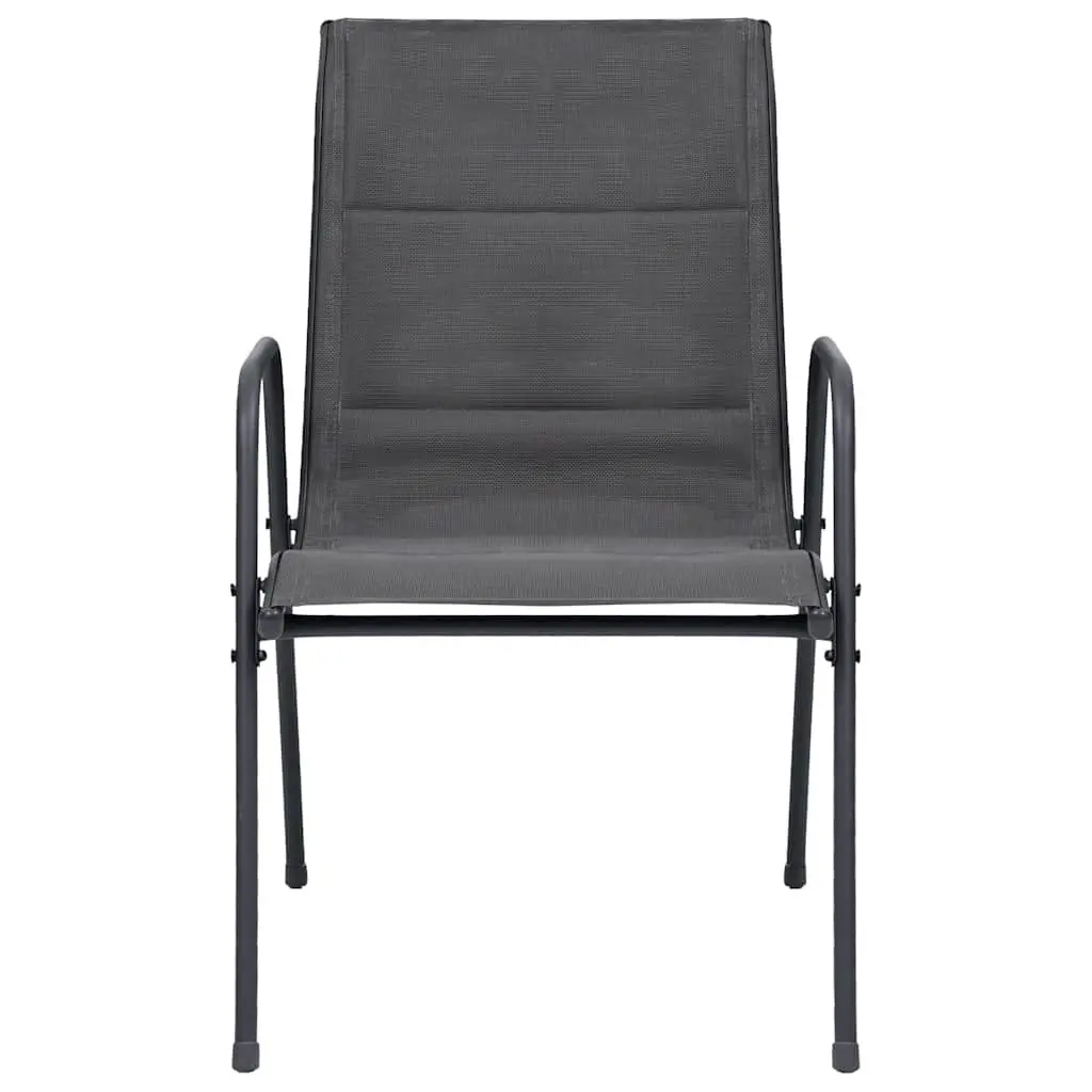 3 Piece Outdoor Dining Set Steel Frame Anthracite Garden Furniture Stackable