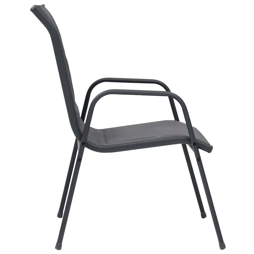 3 Piece Outdoor Dining Set Steel Frame Anthracite Garden Furniture Stackable
