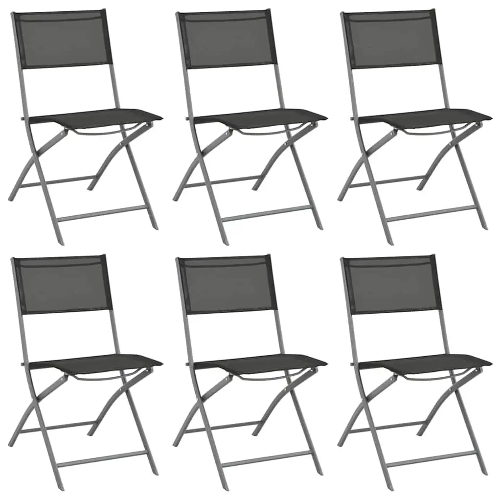 7 Piece Outdoor Dining Set Steel Frame Textilene Fabric Chairs Table Anthracite