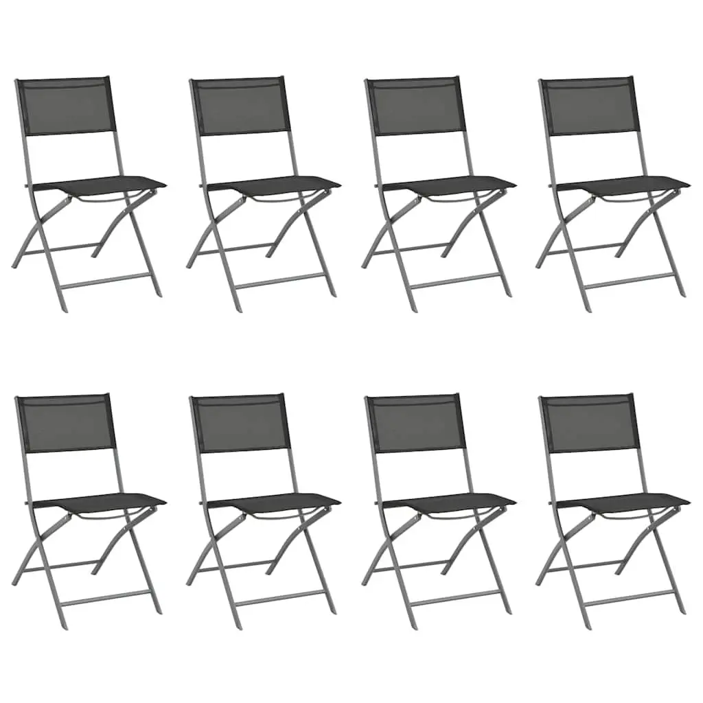 9 Piece Outdoor Dining Set Steel Frame Anthracite Garden Furniture Patio Table