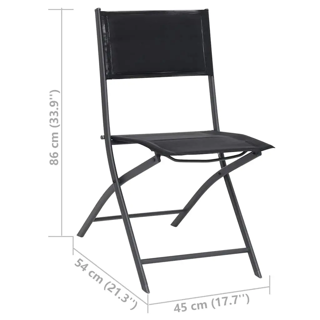 Outdoor Dining Set Steel Frame Stackable Chairs Black Textilene 7 Piece