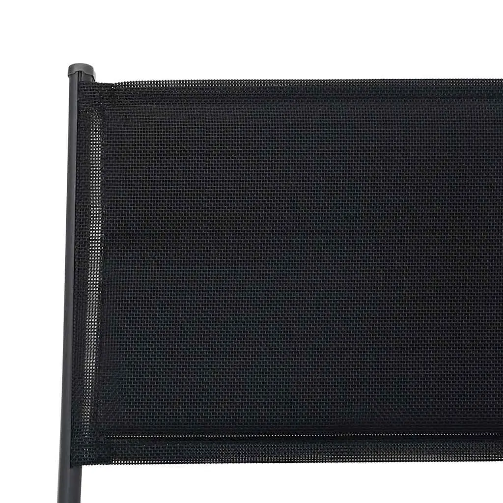 Outdoor Dining Set 9 Piece Steel Frame Stackable Chairs Garden Furniture Black