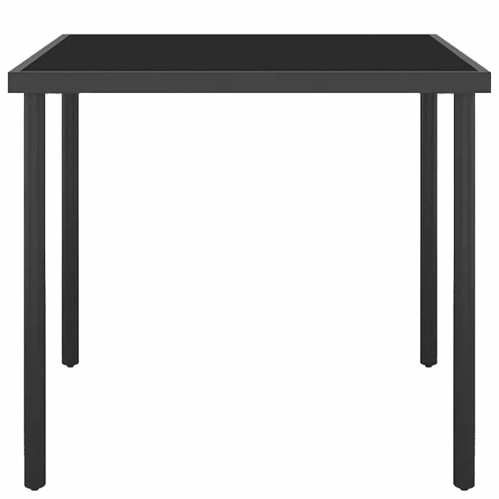 3 Piece Black Garden Dining Set Stackable Chairs Steel Frame Outdoor Furniture