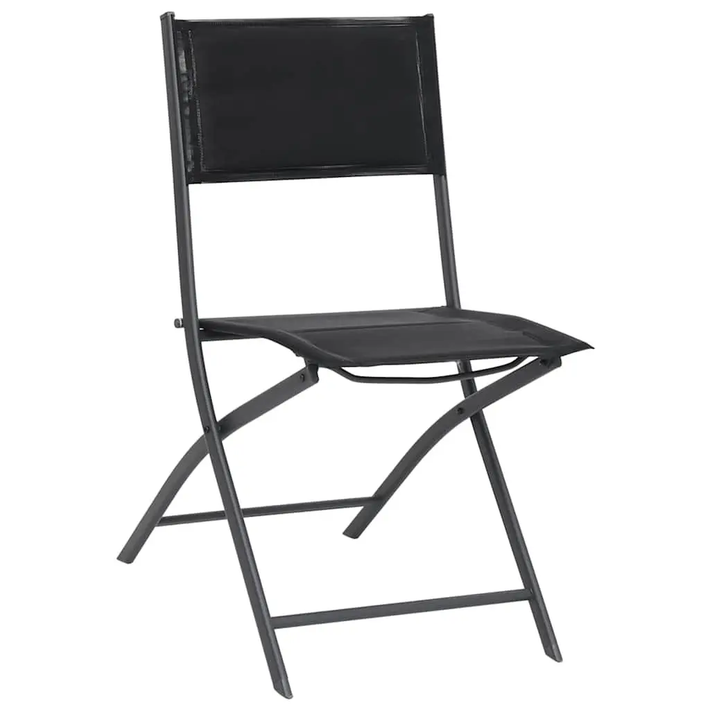 3 Piece Black Garden Dining Set Stackable Chairs Steel Frame Outdoor Furniture