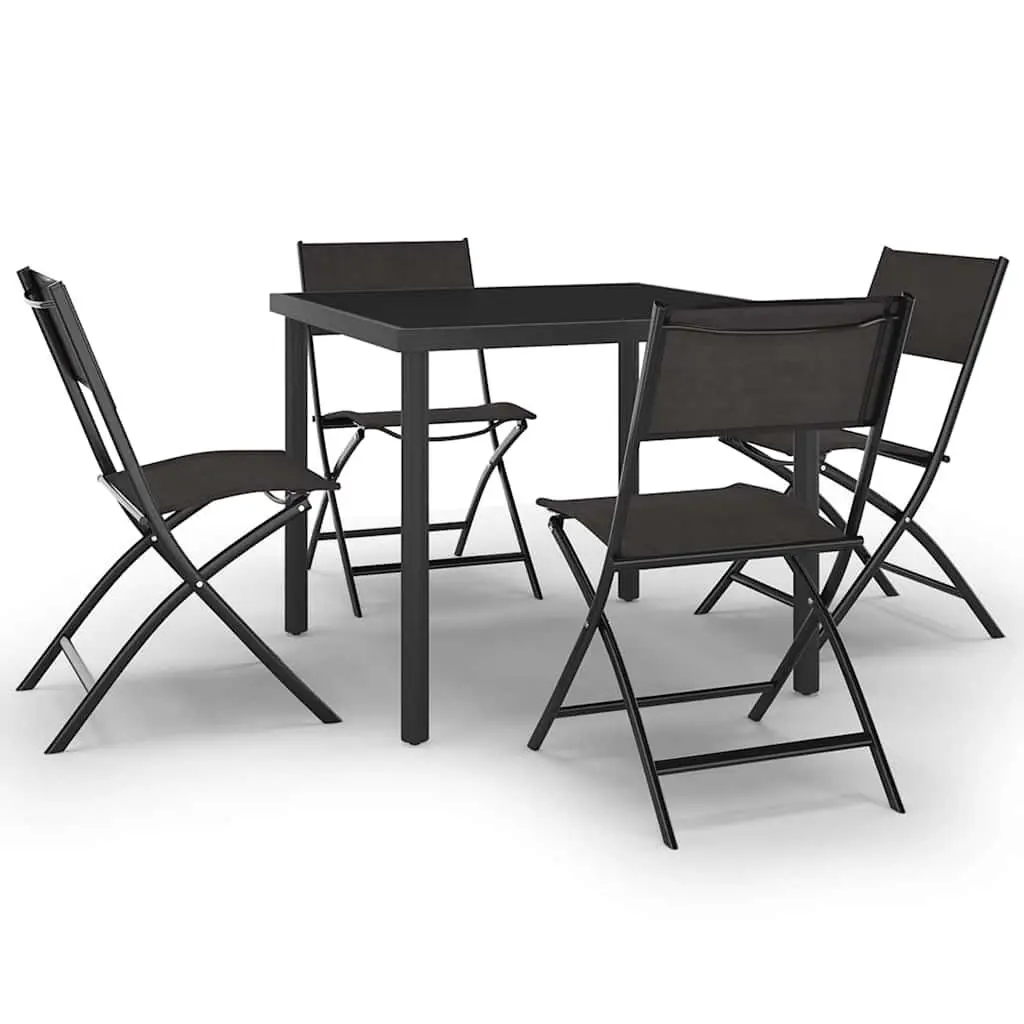 5 Piece Outdoor Dining Set Steel Frame Textilene Fabric Black