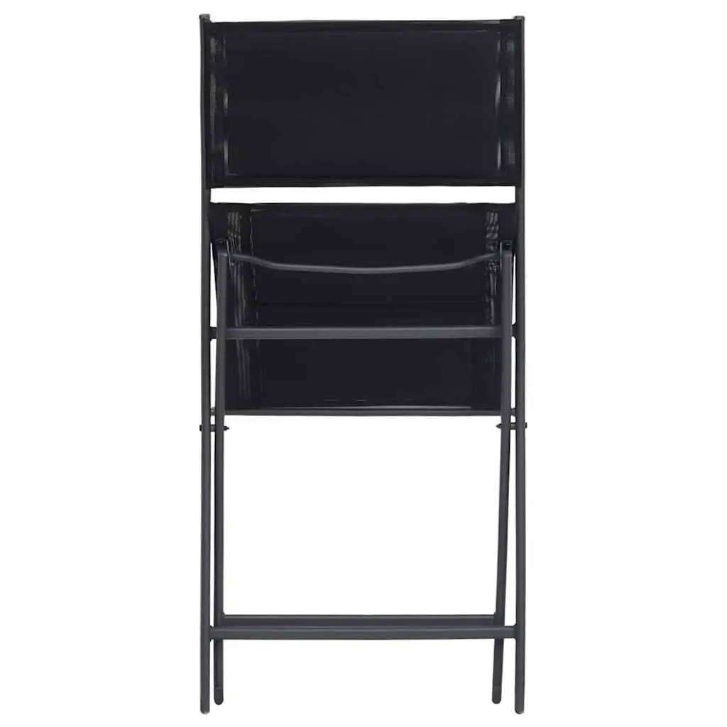 9 Piece Outdoor Dining Set Black Steel Frame Table and Stackable Chairs Textilene