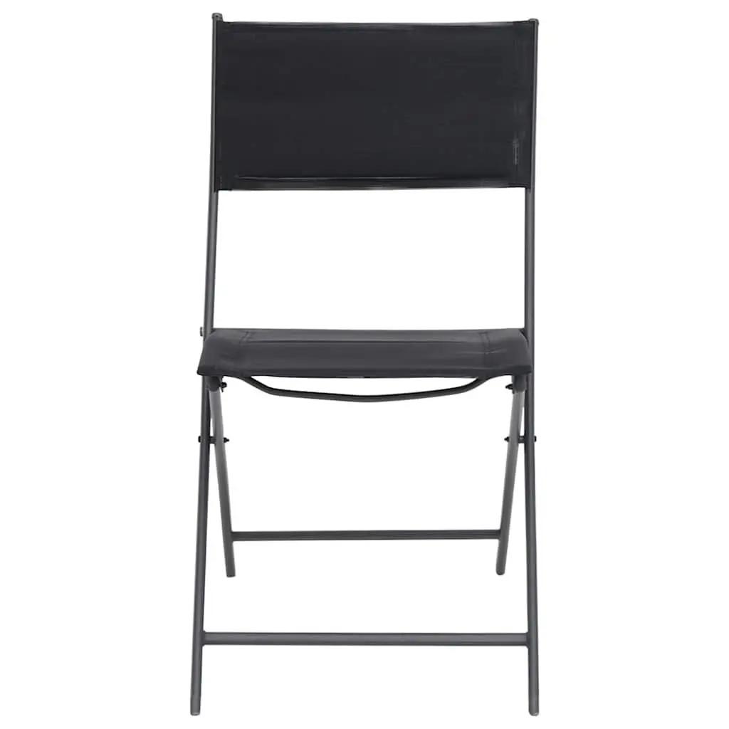 9 Piece Outdoor Dining Set Black Steel Frame Table and Stackable Chairs Textilene