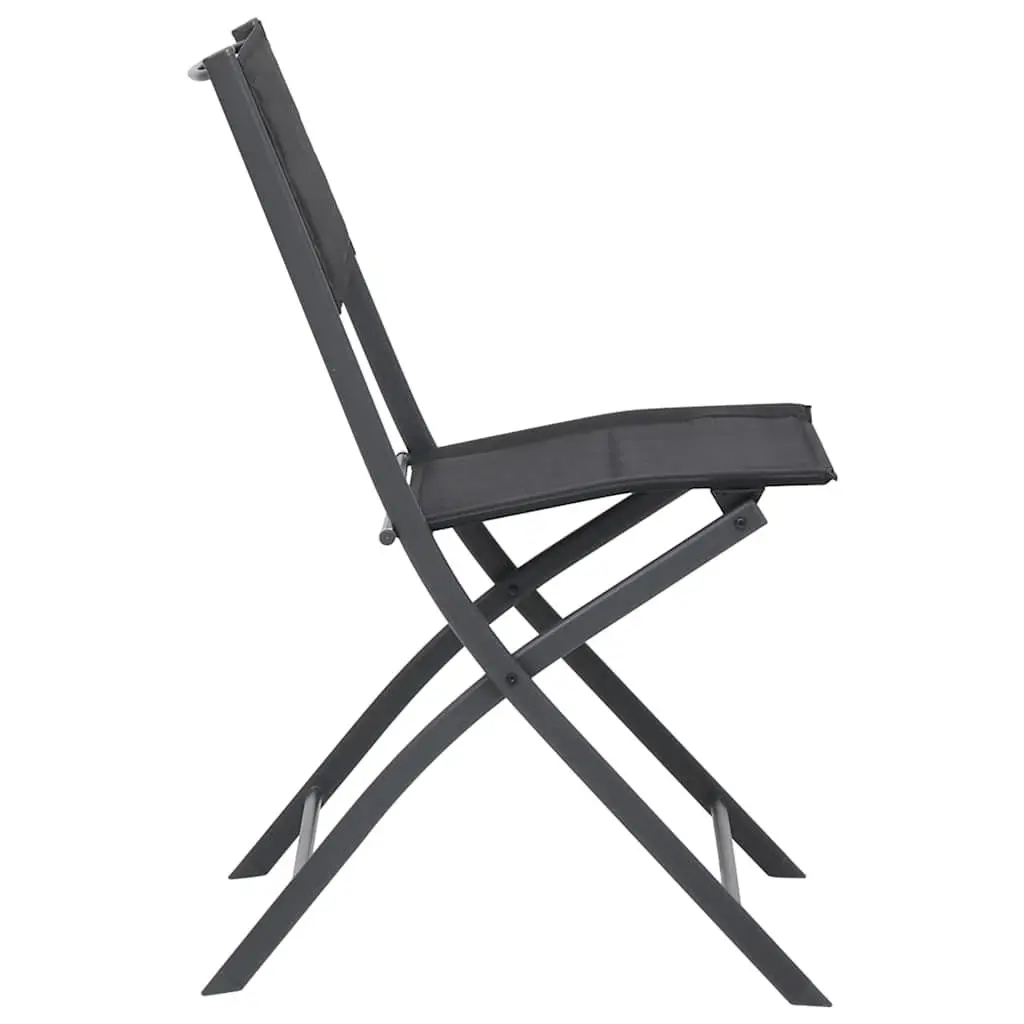 9 Piece Outdoor Dining Set Black Steel Frame Table and Stackable Chairs Textilene