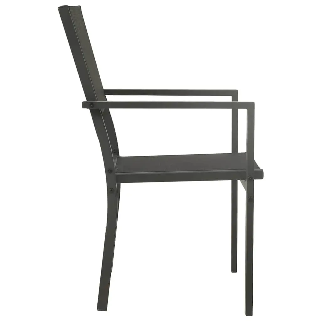 9 Piece Dining Set Black Steel Frame Textilene Chairs Table Outdoor Garden Patio Furniture