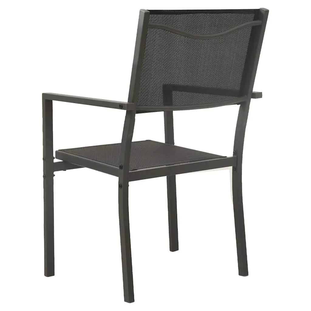 9 Piece Dining Set Black Steel Frame Textilene Chairs Table Outdoor Garden Patio Furniture