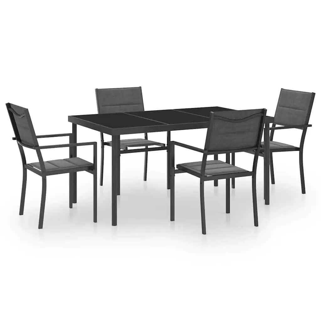 Outdoor Dining Set Steel Frame 5 Piece Anthracite Garden Furniture