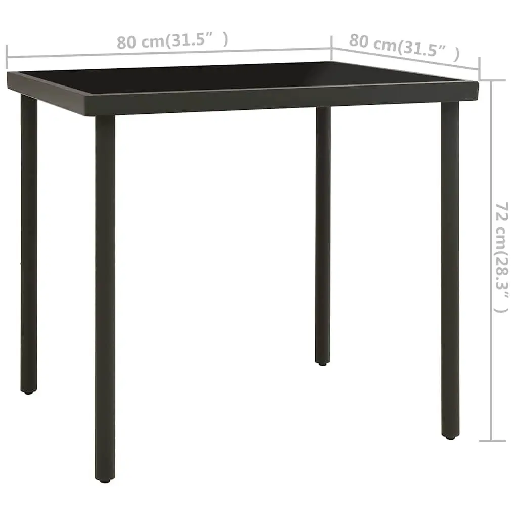3 Piece Outdoor Dining Set Steel Frame Stackable Chairs Garden Patio Furniture