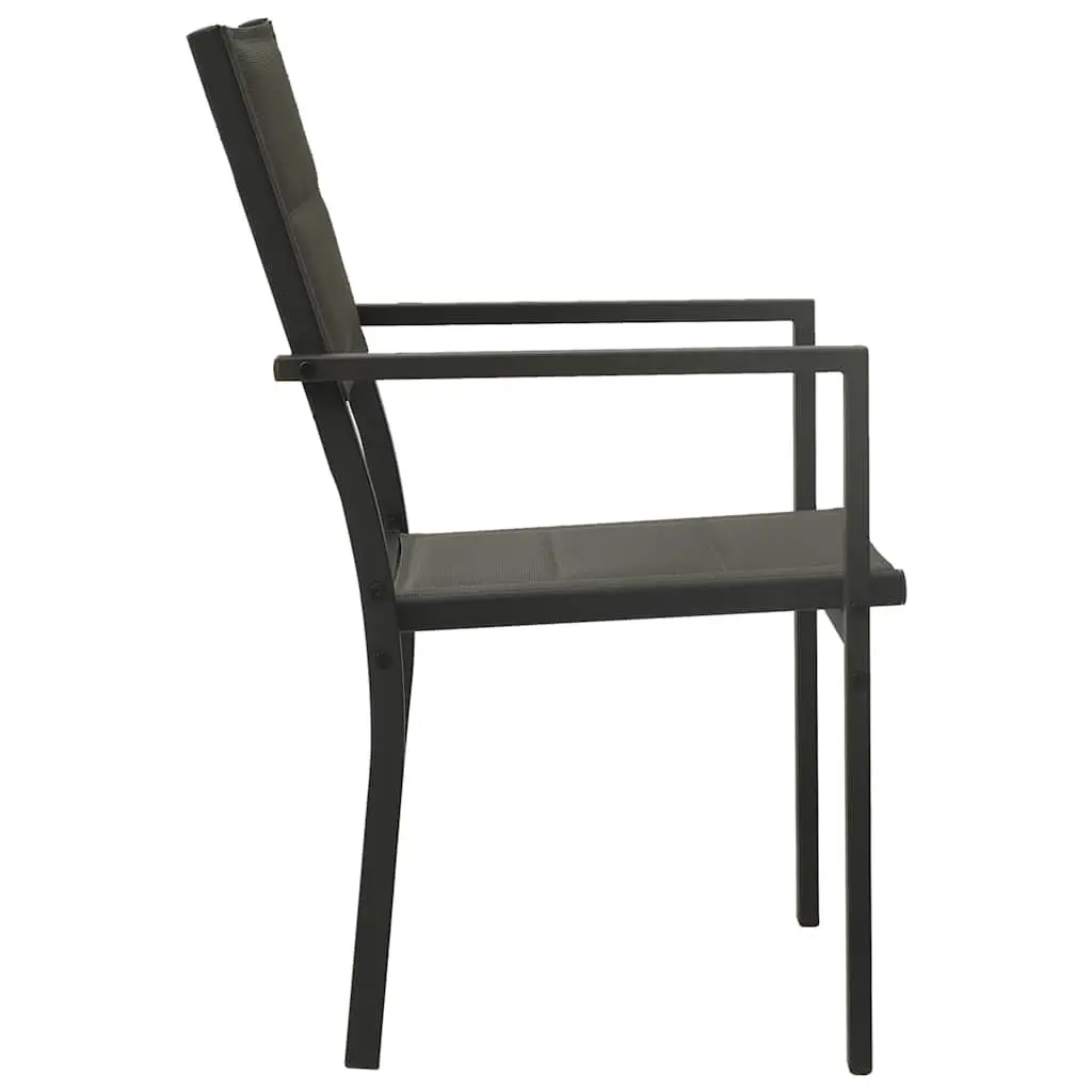 3 Piece Outdoor Dining Set Steel Frame Stackable Chairs Garden Patio Furniture