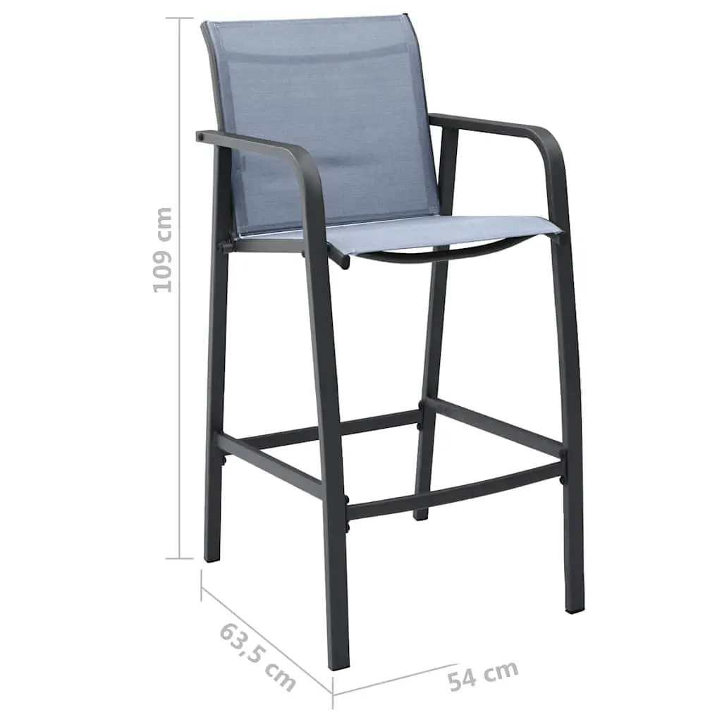 Garden Bar Set Steel Frame 7 Piece Outdoor Furniture Patio Dining Black Grey