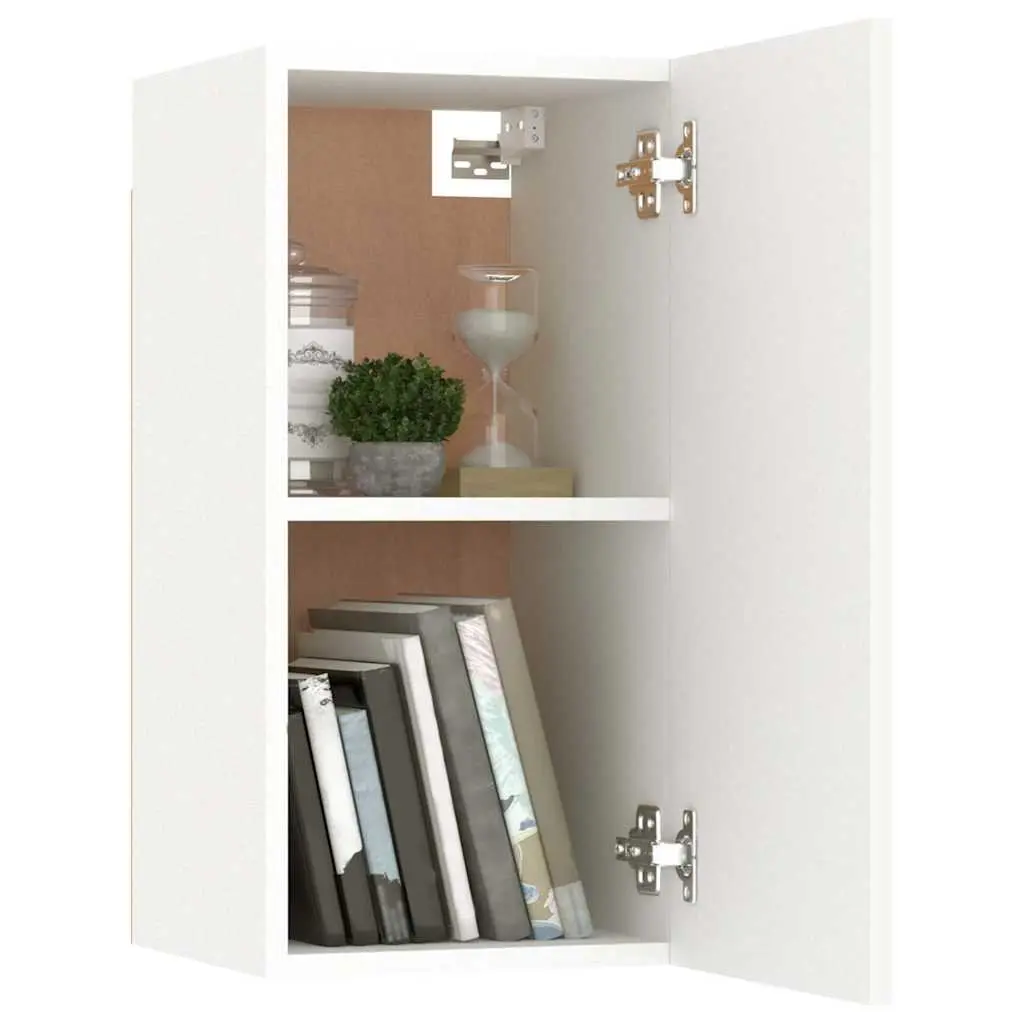 TV Cabinet Set Engineered Wood 4 Piece Wall Mounted White Storage Unit