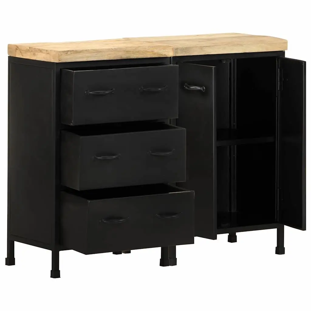 Sideboard Rough Mango Wood 3 Drawers 2 Doors Brown Storage Cabinet Furniture