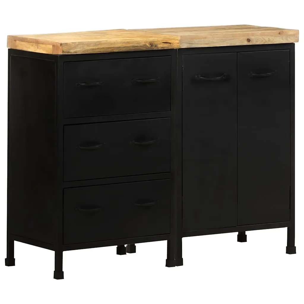 Sideboard Rough Mango Wood 3 Drawers 2 Doors Brown Storage Cabinet Furniture