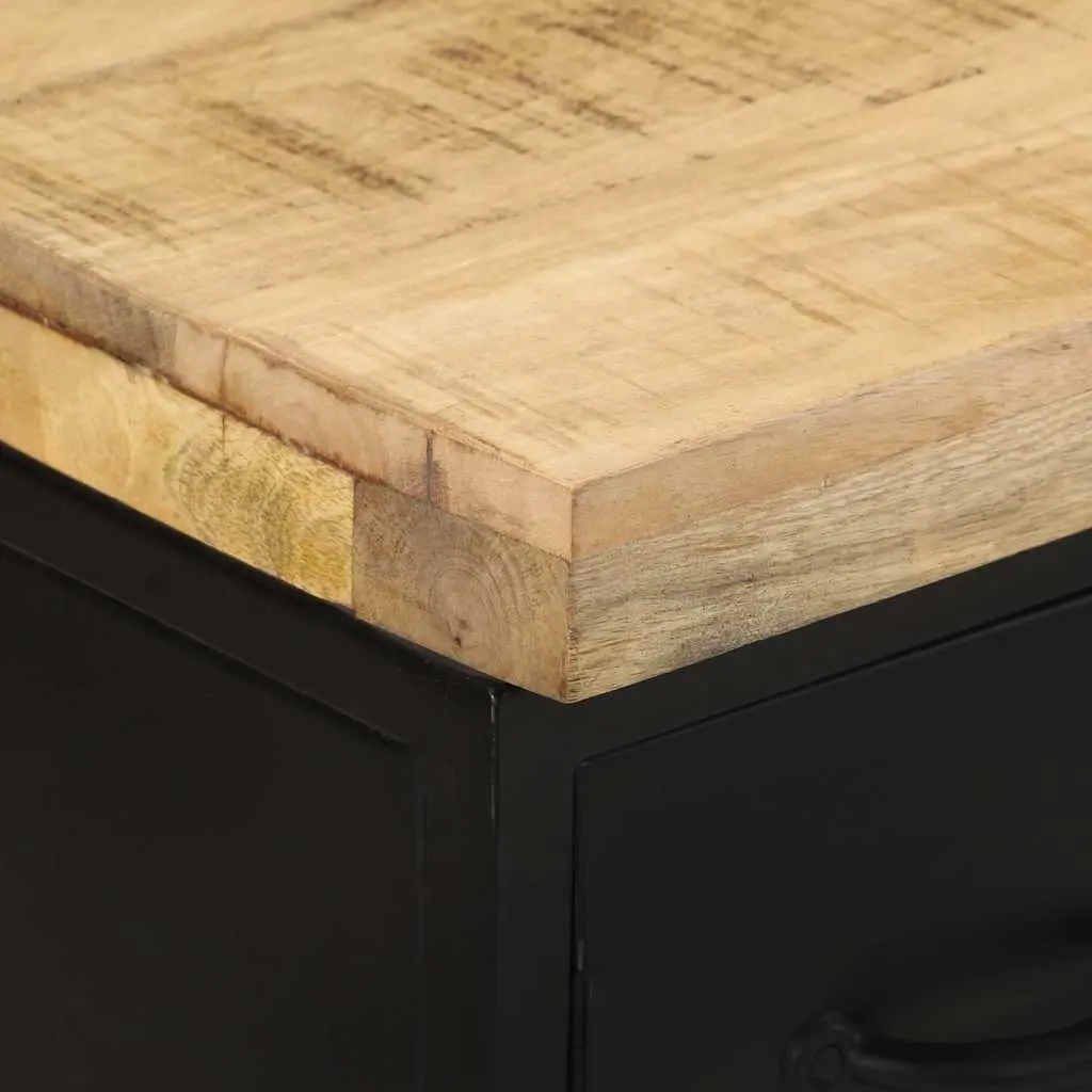 Sideboard Rough Mango Wood 3 Drawers 2 Doors Brown Storage Cabinet Furniture