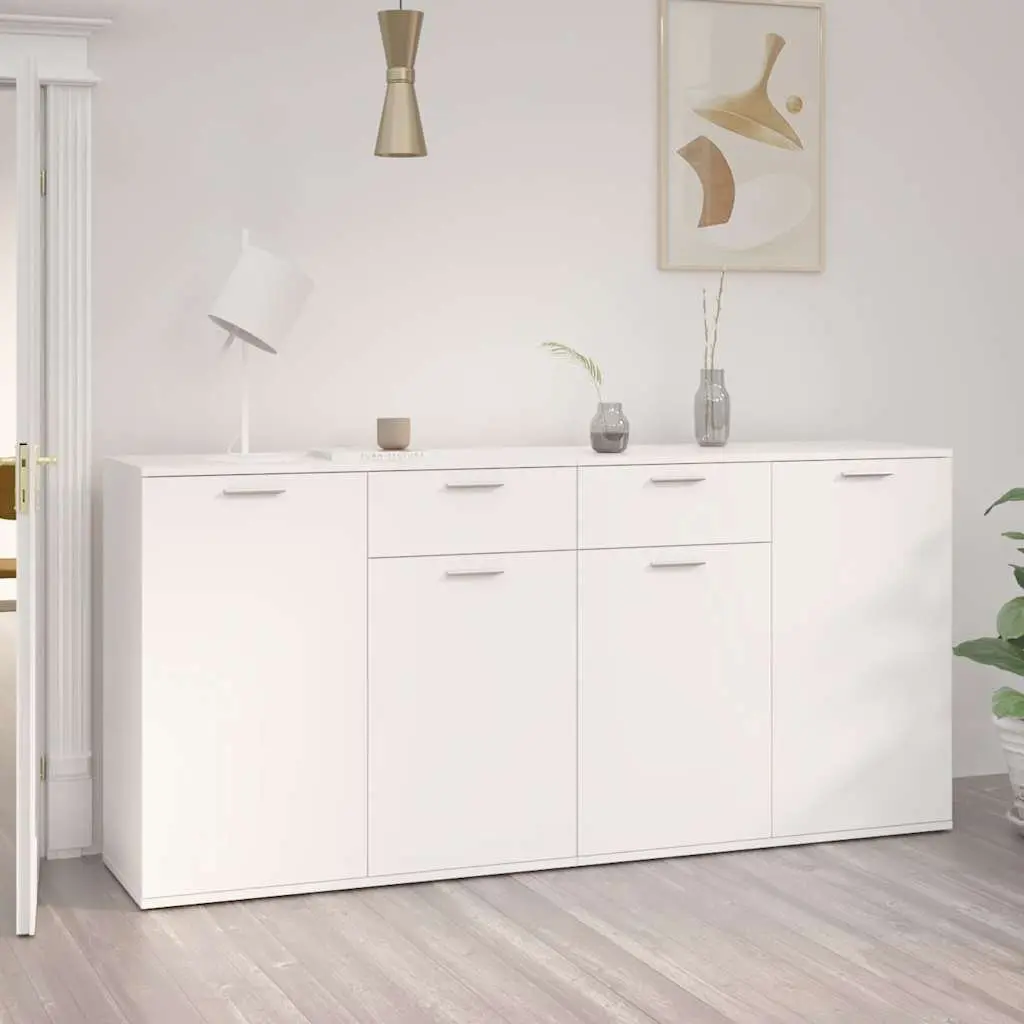 Storage Cabinet Engineered Wood White 160x36x75cm Modern Sideboard