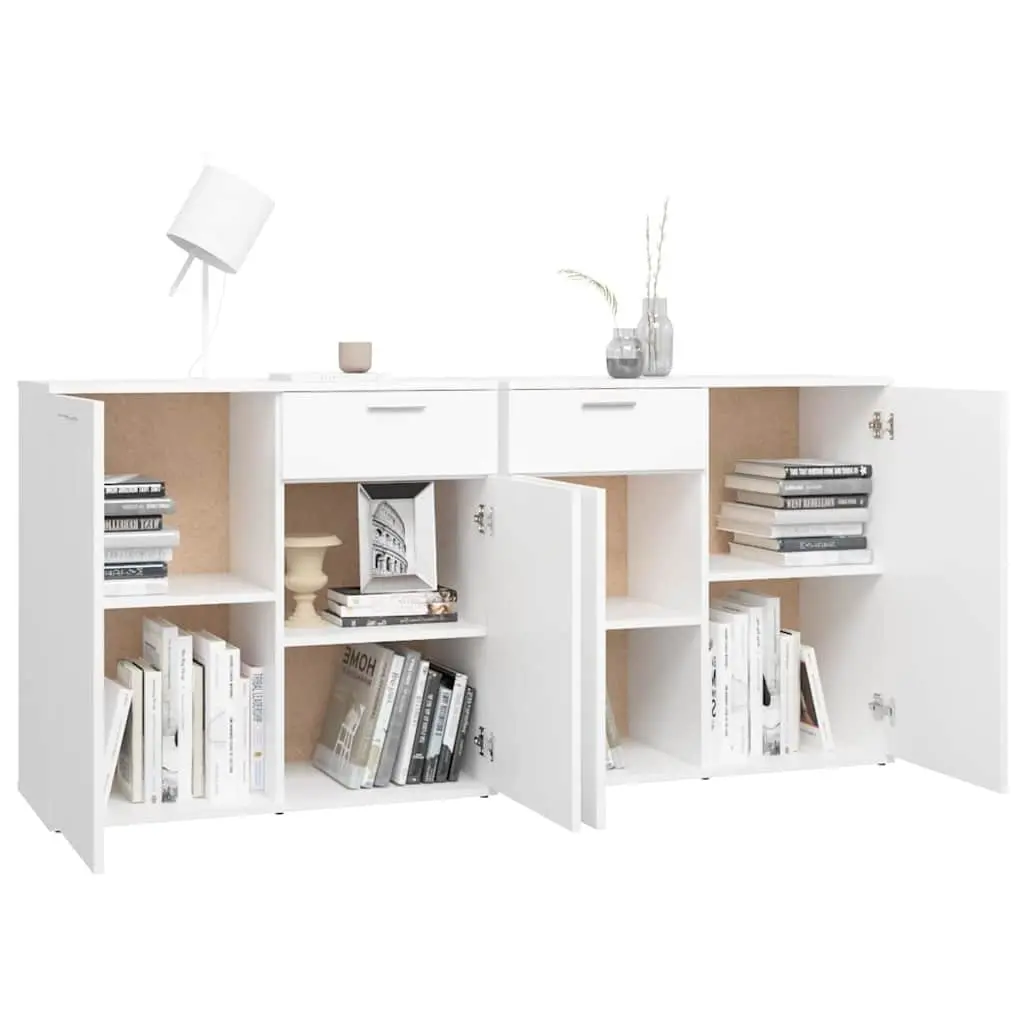 Storage Cabinet Engineered Wood White 160x36x75cm Modern Sideboard
