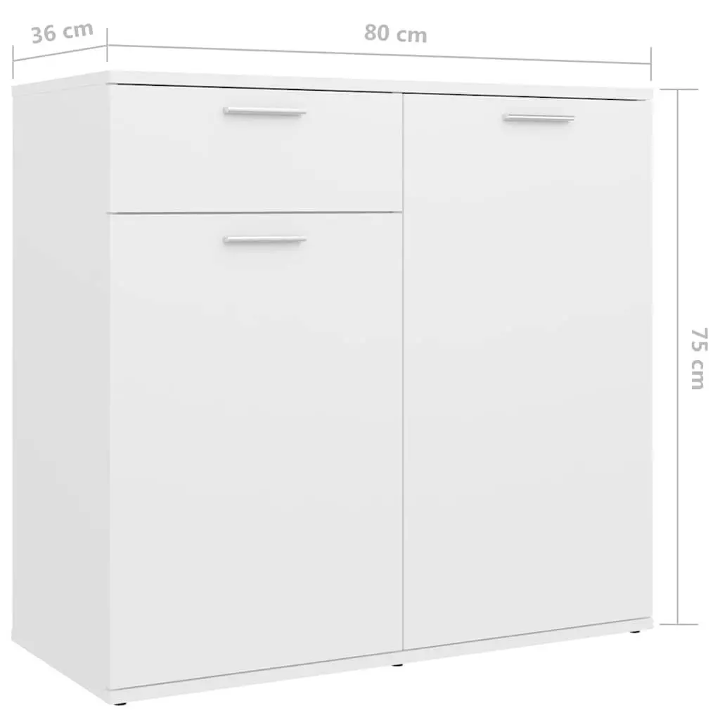 Storage Cabinet Engineered Wood White 160x36x75cm Modern Sideboard