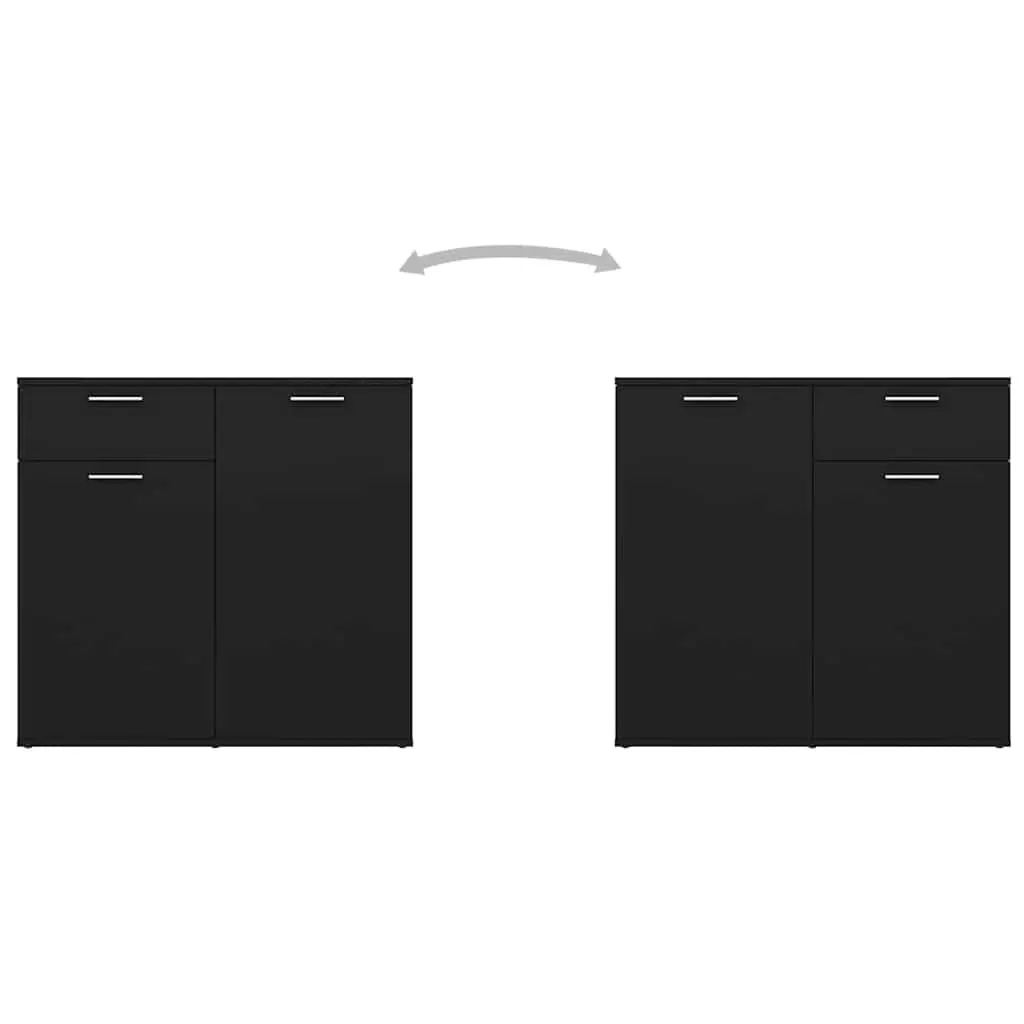 Sideboard Buffet Cabinet Black 160x36x75 cm 4 Door 2 Drawer Storage Unit